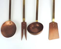 Vintage Copper & Brass Kitchen Utensil Set With Rack - Etsy