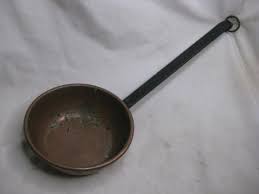 vintage antique copper pan bowl long iron ring end handle | eBay.de
