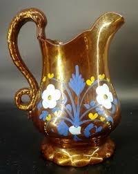 Staffordshire Pottery Handpainted Copper Luster Ware Jug ...