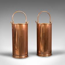 Antique Victorian English Copper Umbrella Stands, Set of 2 for sale at Pamono
