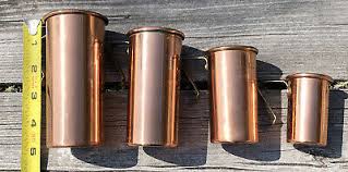 4 Vtg Copper Brass Handle Tall Stacking Measuring Liquid Cups Rustic Farmhouse | eBay