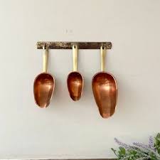 Vintage ODI Copper and Brass Measuring Scoop Set With Wall Hanger, Hanging Copper Scoops, Copper Kotchen Decor, Aged Copper, - Etsy