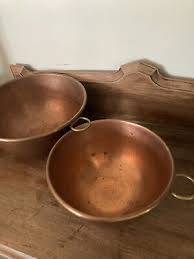 Vintage set Of 2 Copper nesting out of round Mixing Bowls ...