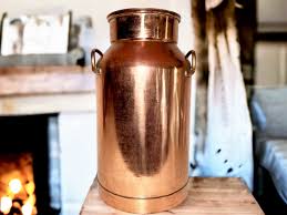 Antique Copper Plated Milk Churn - Large Belgium Dairy Farm Milk Can Container - Heavy Kitchen Storage Umbrella Cane Stand Fireplace Bucket - Etsy