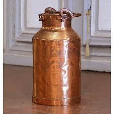 19th Century French Polished Copper and Iron Milk Can With Locking Lid | Chairish