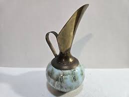 Ewer Delft Holland Copper Turquoise Gold Veined Enamel ...