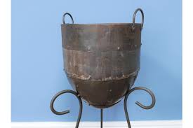 Rustic Iron Planter with Stand – Vintage Barrel-Style Indoor Display P — Decor Interiors Ltd