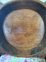 Early 20th Century Wood Hand Carved Artisanal Tribal Tray | Chairish