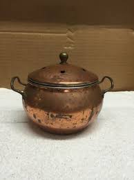 Vintage Copper Plated Potpourri Holder With Brass Handles | eBay