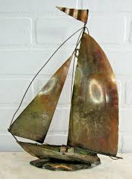 Vintage TIN/Brass Nautical Sailboat Boat Sailing Ship WALL ...
