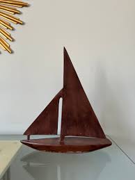 Vintage Metal Sailboat Nautical Decor Collector Boat Mid ...