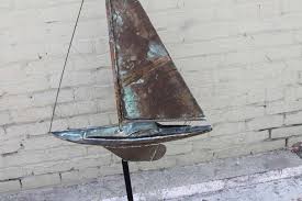 19th c. New England Folk Art Patinaed Copper Sailboat ...