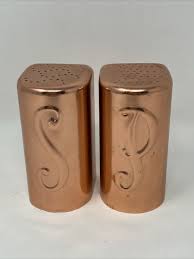 Vintage Copper Tone Aluminum Salt Pepper Shakers Mid Century Mod Rose Gold | eBay