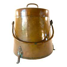 Large Antique Footed Copper Coal Scuttle Bucket W/ Lid ...
