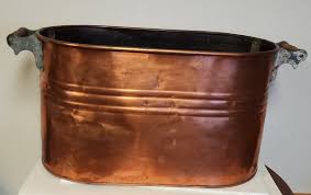 Copper Tub Antique VTG Primitive Boiler Wash pot Wood Handles Patina home decor | eBay