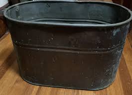 Antique Copper Boiler Wash Tub Pot w/ Wood Handles Art ...