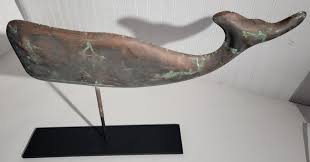 1930s Oversized Copper Whale Weather Vane on Custom Iron Mount at 1stDibs | antique whale weathervane