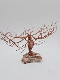 Handmade Wire Wrapped Copper Crystal Rock tree figurine ...