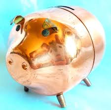 Vintage Coppercraft Guild Copper and Brass Piggy Bank w ...