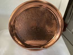 Vintage Round Solid Etched Copper Serving Tray 12.25” | eBay