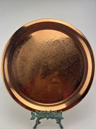 Vintage 12.25'' Round Solid Etched Copper Serving Tray | eBay