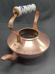 Vintage Copper Brass Teapot Ceramic Handle No Lid Made In ...