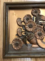 Vintage Copper Craft Guild 3D Metal Framed Flower Still Life Kitchen Wall Art | eBay