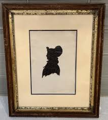 1850's Antique Silhouette Framed Picture Woman in Bonnet ...