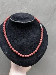 Unknown - Natural Coral Necklace, Mid 20th Century With Art Deco Silver Clasp at 1stDibs