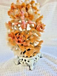 Vintage Soap Stone Carving Peacock And Flowers 11.5 in, High ...