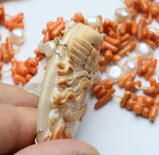 Jellyfish Cameo Coral Necklace - Etsy