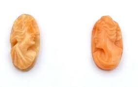 NOS New Antique Vintage Oval Small CORAL Cameo Stone 10.5 mm ...