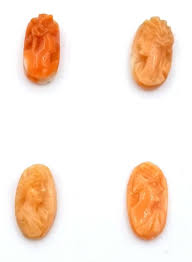 NOS New Antique Vintage Oval Small CORAL Cameo Stone 10 mm x ...