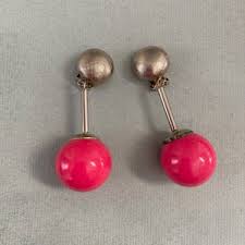 Cool CARNEGIE Silver & Pink Plastic Dangling Gum Ball Earrings - Etsy Canada