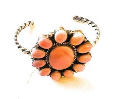 Navajo Queen Pink Conch Shell & Sterling Silver Cluster Cuff Bracelet – A Western Wedding Co