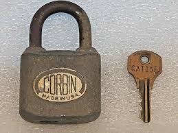 RARE VINTAGE CORBIN LOCK PADLOCK LOCK WITH ORGINAL KEY MADE IN USA | eBay