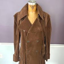 Sick VTG 70s Men's Corduroy Double Breasted Trench Coat ...