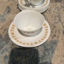 Vintage Corelle Set of 10 Butterfly Gold Hooked Coffee Tea ...