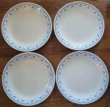 4 Vintage Corning Corelle Morning Blue Flower Dinner Plates ...