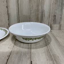 Corelle Spring Blossom Bowl, Saucer, Green Floral Band + ...