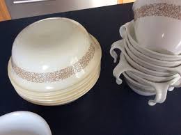 Vintage Corelle Corning Ware WOODLAND BROWN Hooked Cups Saucers Bowls set 24 EUC | eBay Australia