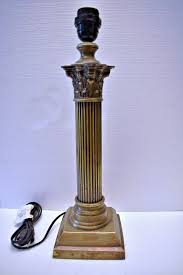 Antique Table Lamp A Victorian Brass Corinthian Column Raised On A Stepped Base | eBay Australia