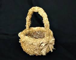 Vintage Braided Grass Basket With Handle: Handmade Easter ...