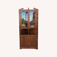 Mastercraft Vintage Pine Corner Cabinet Curio - AptDeco