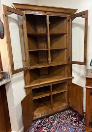 Vintage Corner Curio Hutch Cabinet, Solid Walnut, Probably ...
