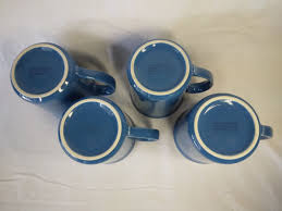 Corning, NY, USA Dark Blue Coffee Cup Mug Set of 4 Microwave ...
