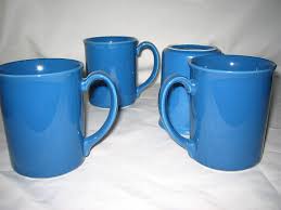 Vintage Set of 4 Corning Ware Corelle Blue Coffee Cups Mugs ...
