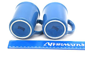 Pair Corning Blue Mugs Pottery Ceramic Flare Lip Morning ...