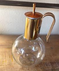 Vintage Mcm glass gold art deco decanter tea pot Coffee Hot ...