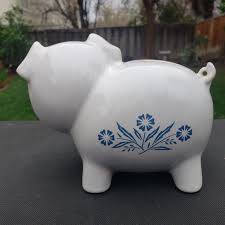 Vintage Corning Blue Cornflower Piggy Bank Made in England ...